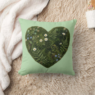 Cottagecore-Wildblumen-Moos-Herzkissen Kissen