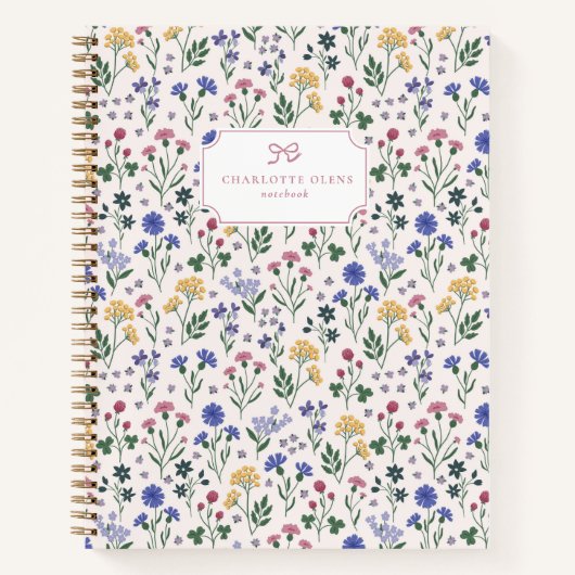 Cottagecore Wildflower Bow Notebook Notizblock (Vorderseite)