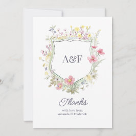 Cottagecore-Wildflower-Romantische-Garten-Monogram Dankeskarte