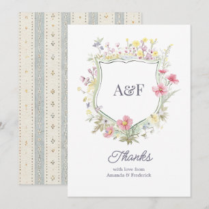 Cottagecore-Wildflower-Romantische-Garten-Monogram Dankeskarte