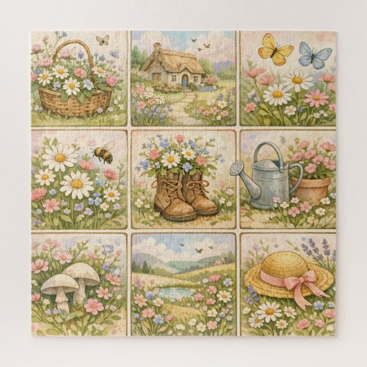 Cottagecore-Wildflowergarten-Patchwork Puzzle (Vertikal)
