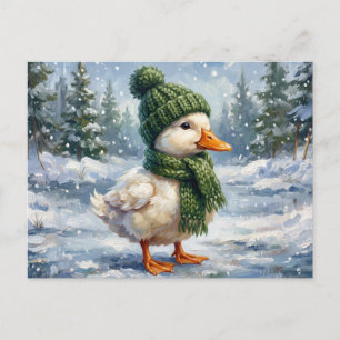 Cottagecore Winter Entenküken Kunst Urlaub Postkarte