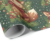 Cottagecore Winterwald-Tiermuster Geschenkpapier (Rolleneckpunkt)