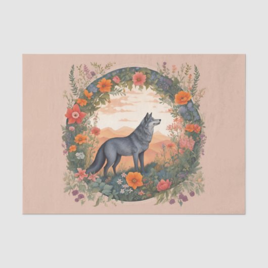 Cottagecore-Wolf-Decoupage Seidenpapier (Vorderseite)