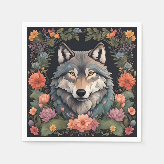 Cottagecore-Wolf Serviette (Vorderseite)