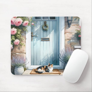 Cottages florales Porzellan mit Calico Cat Mousepad