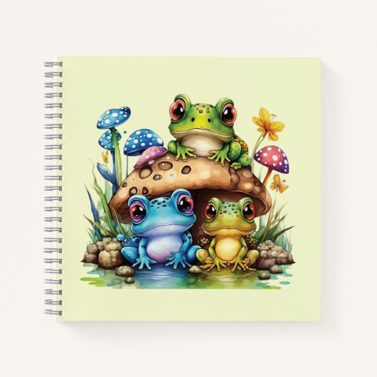 Cottages Toadstool Pilz und Frosch Notizblock (Vorderseite)
