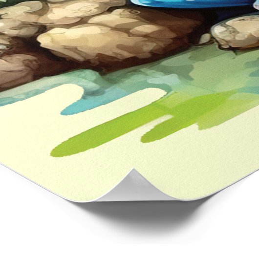 Cottages Toadstool Pilz und Frosch Poster (Ecke)