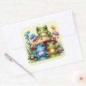 Cottages Toadstool Pilz und Frosch Quadratischer Aufkleber (Umschlag)