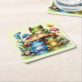 Cottages Toadstool Pilz und Frosch Rechteckiger Pappuntersetzer (angewinkelt)