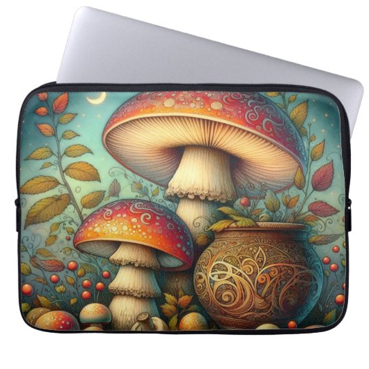 Cottagewitch Mushroom Folklore Spooky Boho Fantasy Laptopschutzhülle (Vorderseite)