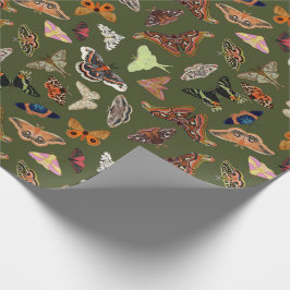 Cottecore Moth Green Geschenkpapier
