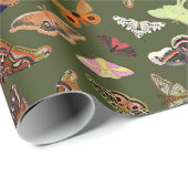 Cottecore Moth Green Geschenkpapier (Rolleneckpunkt)