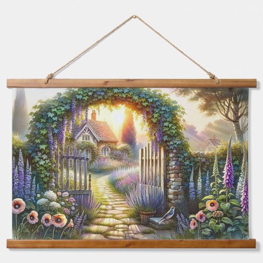 Cottecore-Verzauberungsweg Wandteppich Mit Holzrahmen (Vorne)