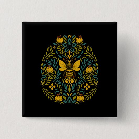 CottemCore Boho Blume Skandinavische Folklorekunst Button (Vorderseite)