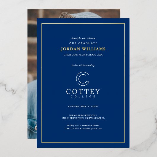 Cottey College Folieneinladung (Vorderseite/Rückseite)