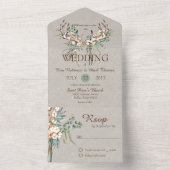 Cotton Antler Boho Wedding All In One Einladung (Innen Boden)