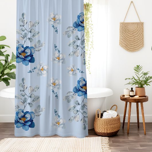 Cotton Blue Magnolia Duschvorhang