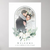 Cotton Blume Arched Frame Foto Hochzeit Willkommen Poster (Vorne)