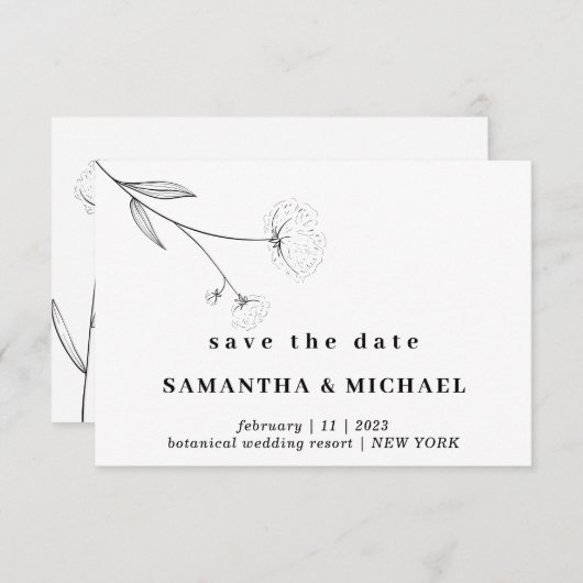 Cotton Blume Boho Clear Indie Save the Date Einladung (Vorne/Hinten)