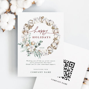 Cotton Blume Business Holiday Card mit QR Code Feiertagskarte