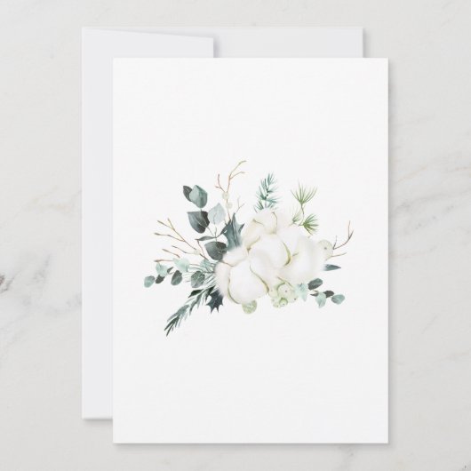 Cotton Blume Eukalyptus Arch Hochzeitsempfang Einladung (Rückseite)