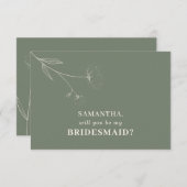 Cotton Blume Sage Green Werden Sie meine Bridesmäu Einladung (Vorne/Hinten)