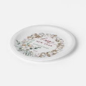 Cotton Blume Wreath Happy New Year Urlaub Pappteller (Schrägansicht)