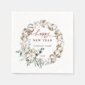 Cotton Blume Wreath Happy New Year Urlaub Serviette (Vorderseite)