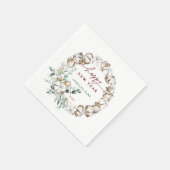 Cotton Blume Wreath Happy New Year Urlaub Serviette (Ecke)