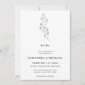 Cotton Boho White Clear Botanic wir tun Einladung (Vorderseite)