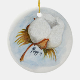 Cotton Boll Keramik Ornament