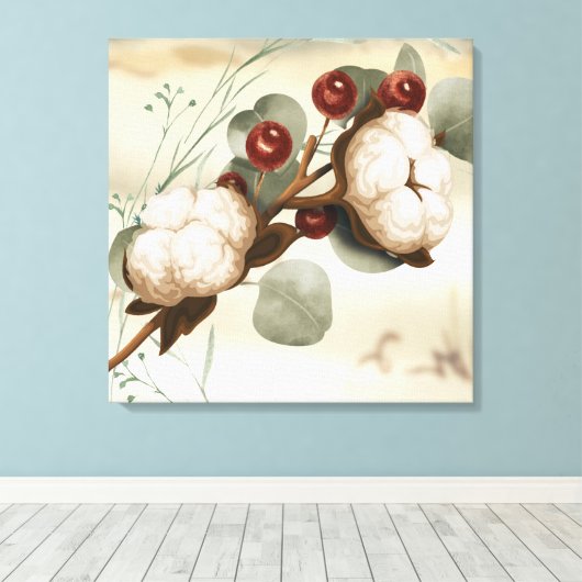 Cotton Boll Pflanze Canvas Print Leinwanddruck (Insitu (Holzboden))