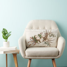 Cotton Boll Pflanze Elegant Lumbar Kissen