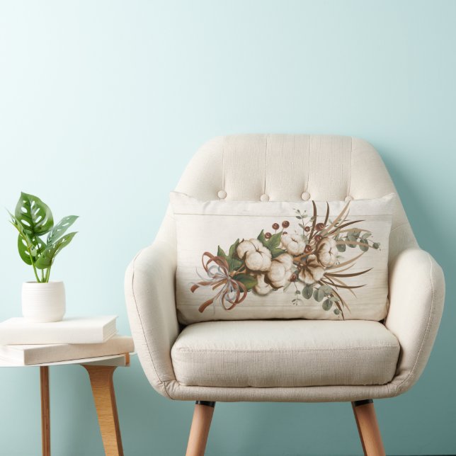 Cotton Boll Pflanze Elegant Lumbar Kissen (Stuhl )