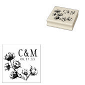 Cotton Boll-Pflanze Hochzeitssache Das Datumsmonog Gummistempel (Stempel)