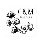 Cotton Boll-Pflanze Hochzeitssache Das Datumsmonog Gummistempel (Prägung)