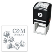 Cotton Boll-Pflanze Hochzeitssache Das Datumsmonog Permastempel (Beispiel)