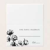 Cotton Boll-Pflanze Zeichnend Hochzeitssitzkarten (Außenseite Aufgefaltet)