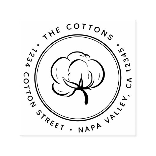 Cotton Boll Return Addresse Permastempel (Design)