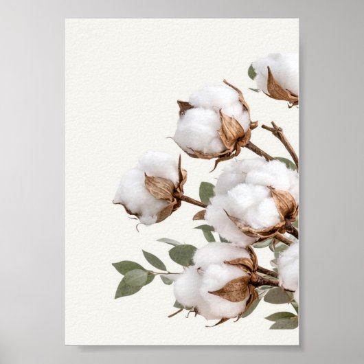 Cotton Botanical Wall Ar| Neutral Farmhouse Print Poster (Vorne)