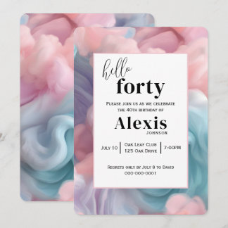 Cotton Candy Abstrakt für 40. Geburtstag Party Einladung