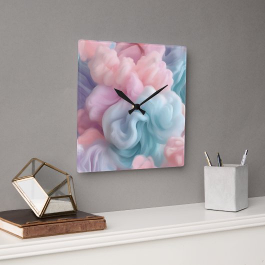 Cotton Candy Abstrakt Quadratische Wanduhr (Büro)