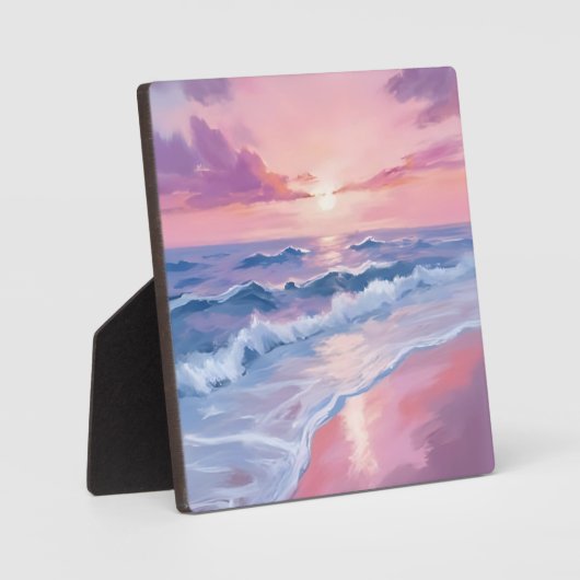 Cotton Candy Beach | Pink Ocean Waves Painting Fotoplatte (Vorderseite)