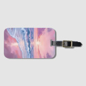 Cotton Candy Beach | Pink Ocean Waves Painting Gepäckanhänger (Vorderseite (Horizontal))