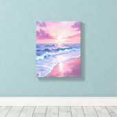 Cotton Candy Beach | Pink Ocean Waves Painting Leinwanddruck (Insitu (Holzboden))
