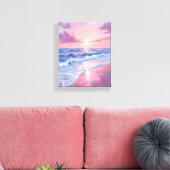 Cotton Candy Beach | Pink Ocean Waves Painting Leinwanddruck (Insitu (Wohnzimmer))