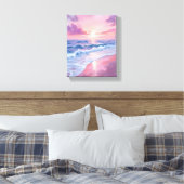 Cotton Candy Beach | Pink Ocean Waves Painting Leinwanddruck (Insitu (Schlafzimmer))