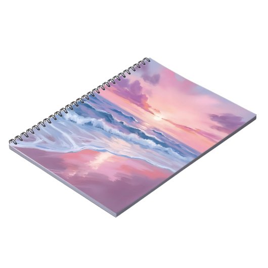 Cotton Candy Beach | Pink Ocean Waves Painting Notizblock (Linke Seite)