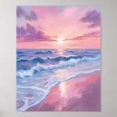 Cotton Candy Beach | Pink Ocean Waves Painting Poster (Vorne)